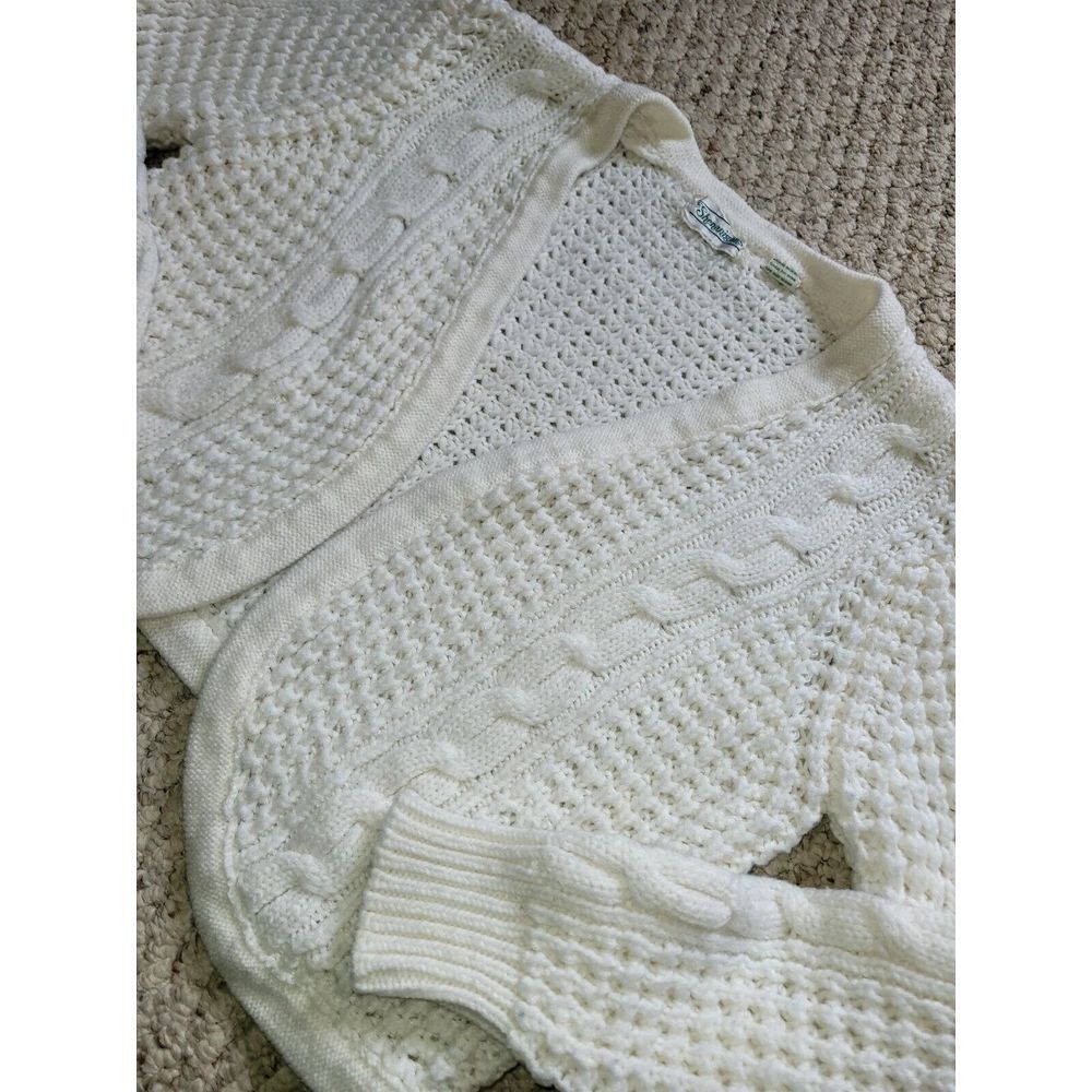 Vintage Ivory‎ Cream Crochet Cardigan Shenanigans Size L Sweater Cottage Boho - Picture 2 of 6